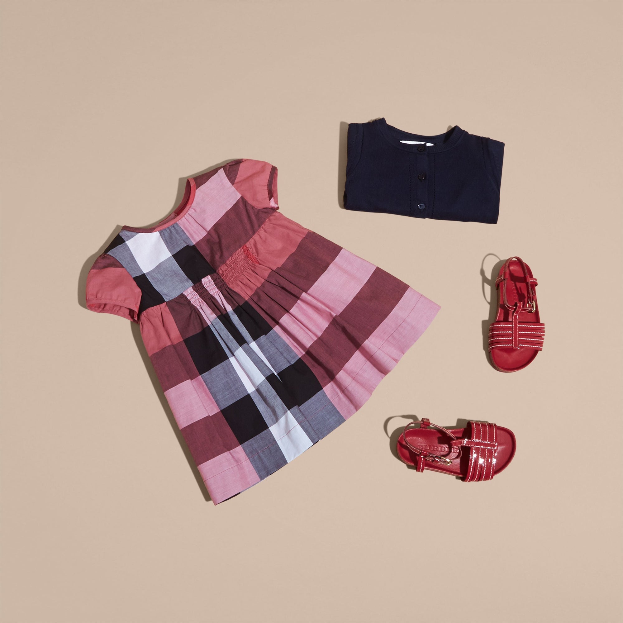 PINK AZALEA Robe en voile de coton à motif check avec mancherons