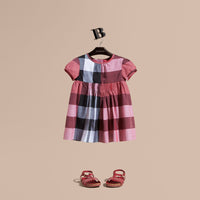 PINK AZALEA Robe en voile de coton à motif check avec mancherons