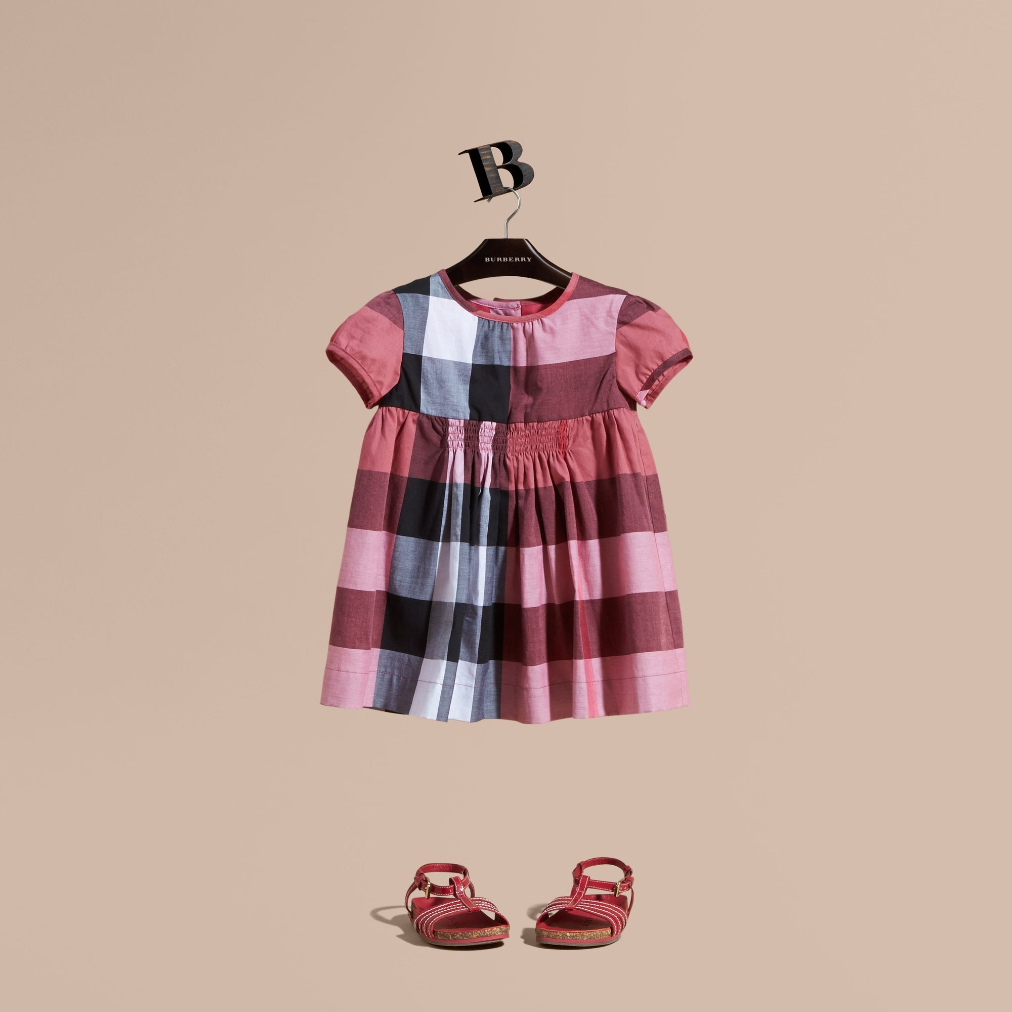 PINK AZALEA Robe en voile de coton à motif check avec mancherons