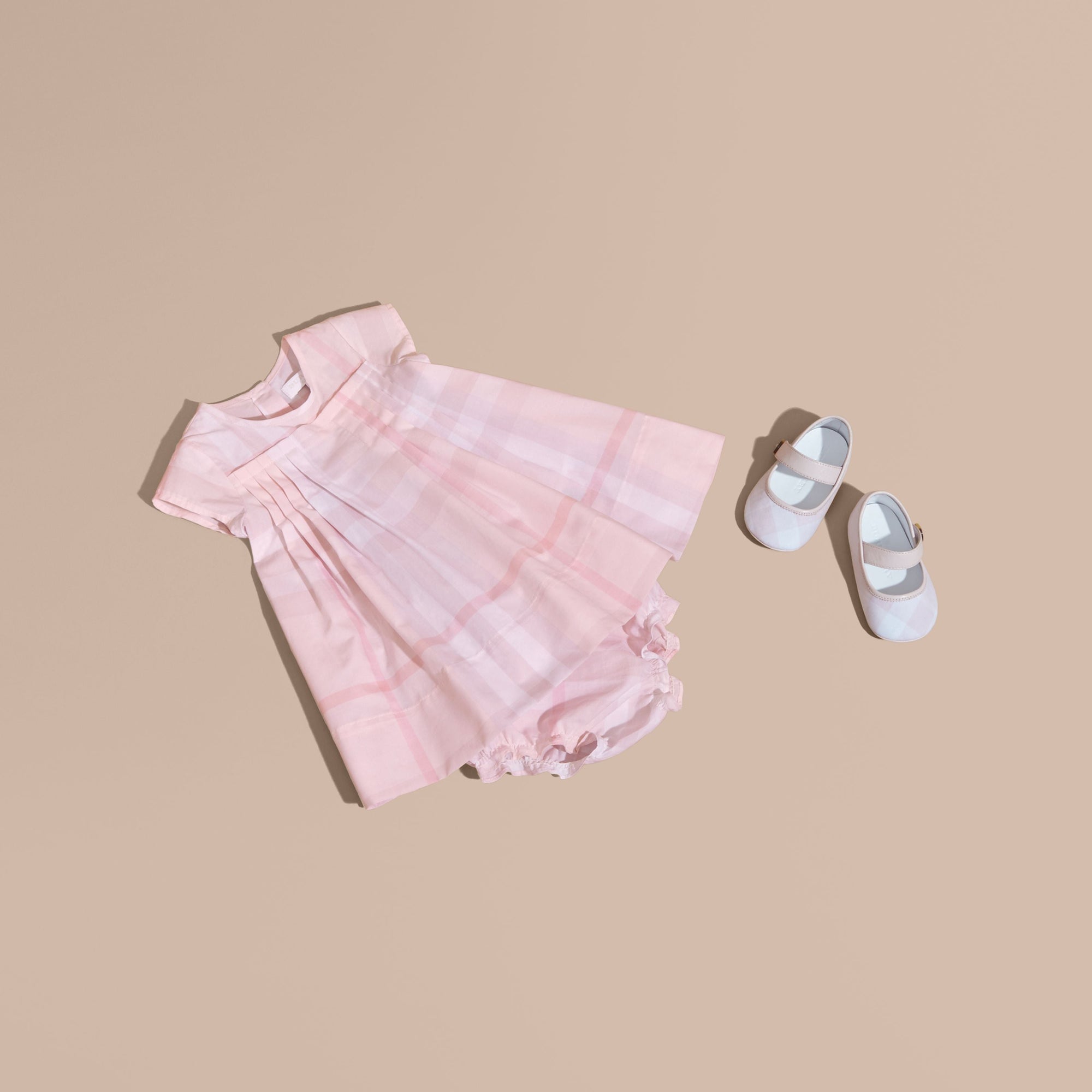 ICE PINK Robe plissée en coton à motif check