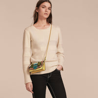 OLIVE GREEN Mini sac The Buckle en cuir et tissu House check