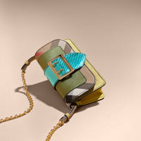 OLIVE GREEN Mini sac The Buckle en cuir et tissu House check