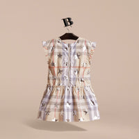 SILVER Robe en coton à motif check avec manches papillon et imprimé étoile