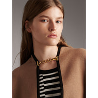 CAMEL/BLACK Cape en laine et cachemire de style militaire