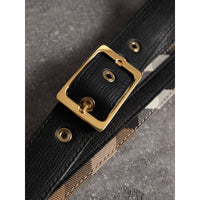 CAMEL/BLACK Ceinture réversible à motif House check avec cuir grainé