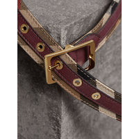 CAMEL/MAHOGANY RED Ceinture en tissu House check et cuir grainé