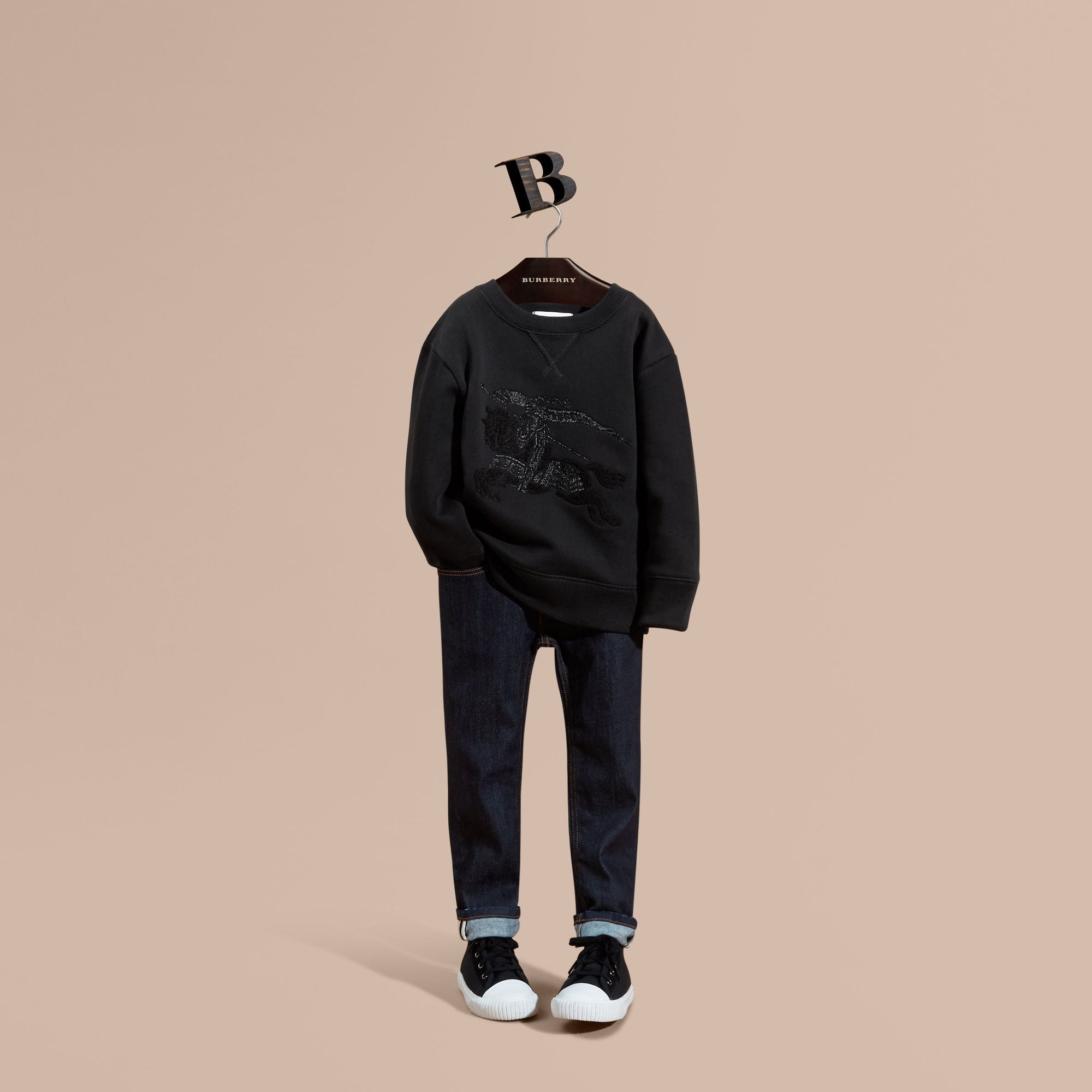 BLACK Sweat-shirt en coton orné du logo du Cavalier