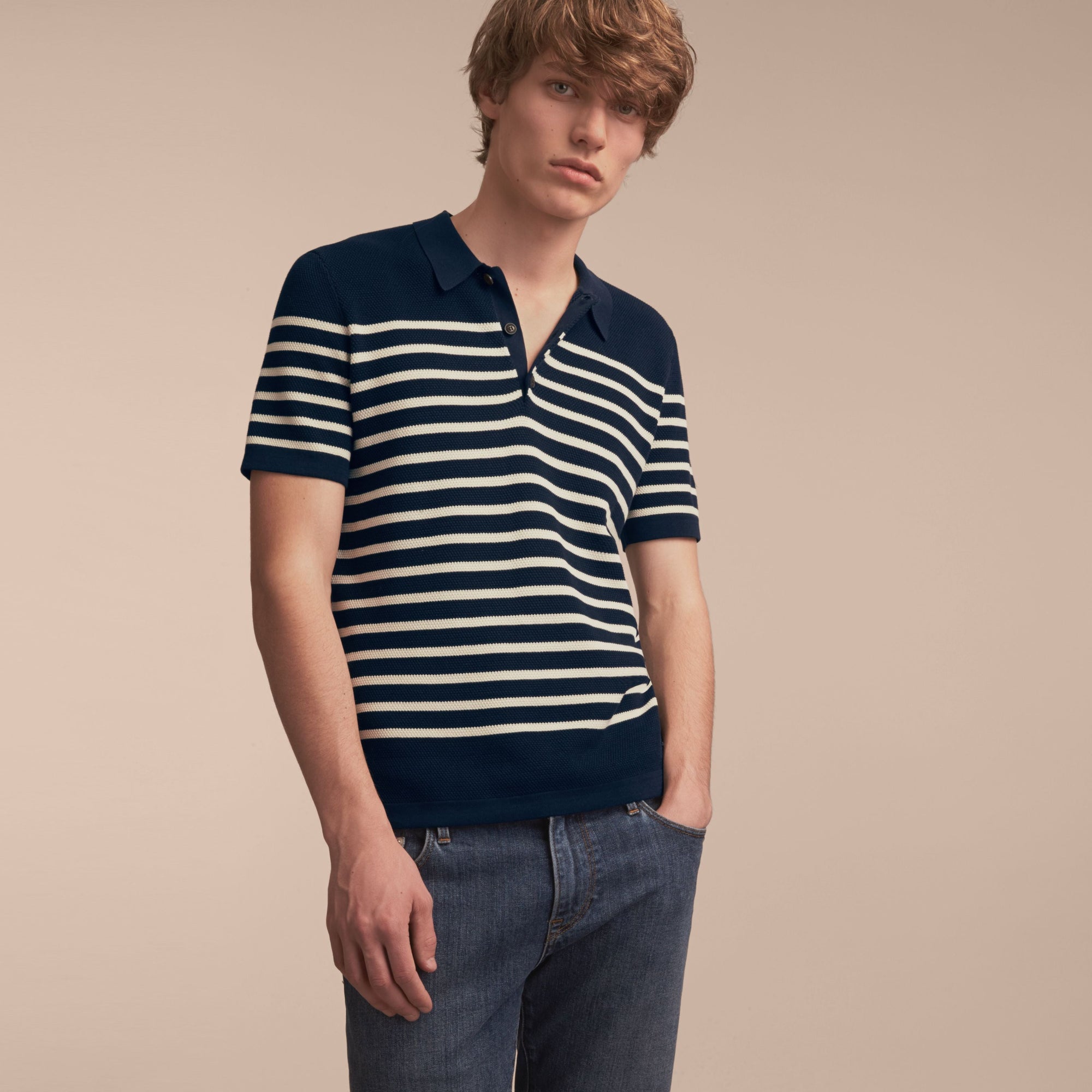 NAVY Polo en maille de coton à rayures