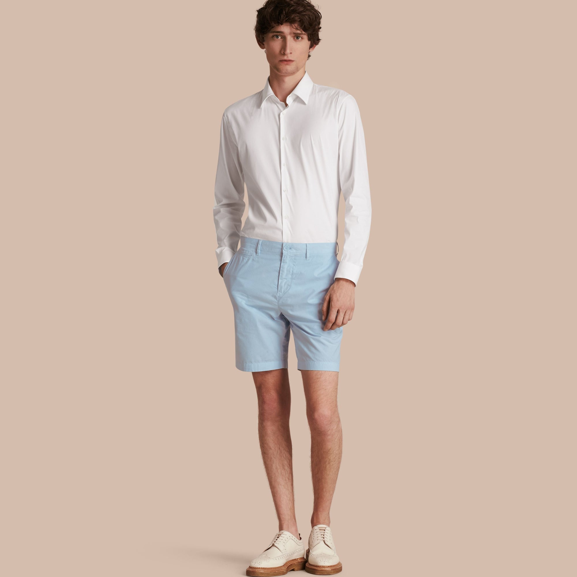 PALE OPAL BLUE Short chino en popeline de coton