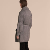MID GREY MELANGE Manteau portefeuille en laine et cachemire