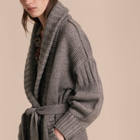 MID GREY MELANGE Manteau portefeuille en laine et cachemire