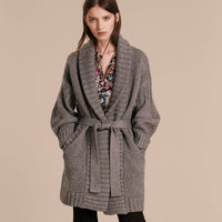 MID GREY MELANGE Manteau portefeuille en laine et cachemire