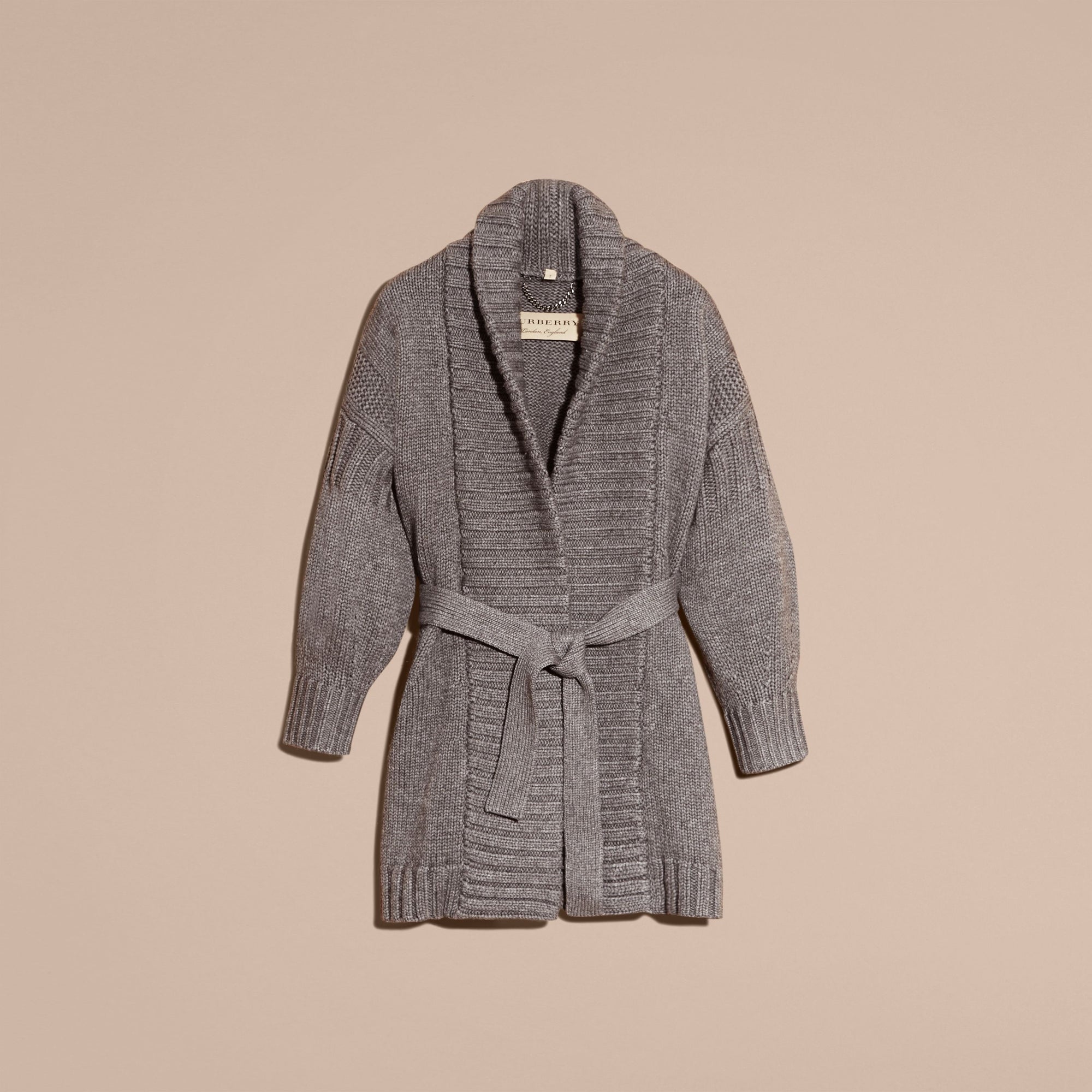 MID GREY MELANGE Manteau portefeuille en laine et cachemire