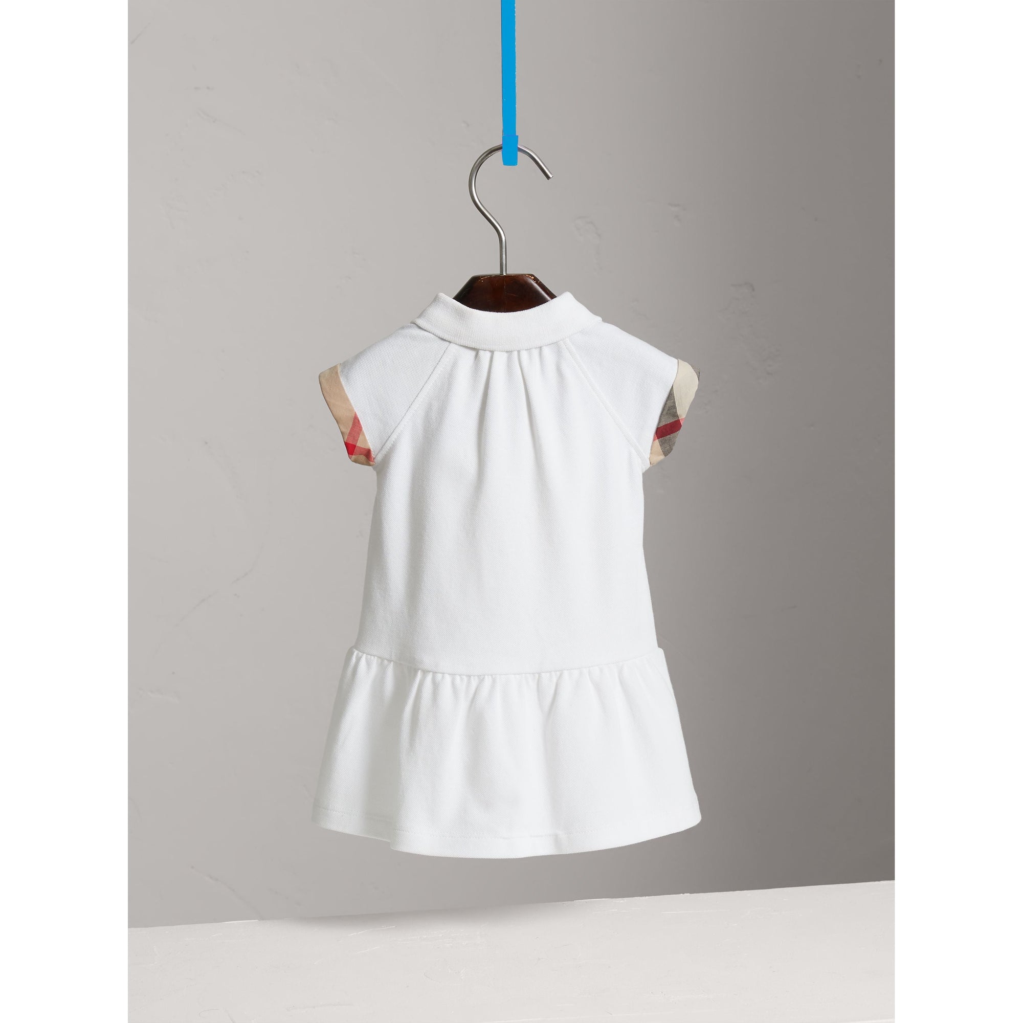 WHITE Robe en piqué de coton extensible à motif check