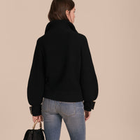 BLACK Bomber en maille de laine et cachemire avec manches cloches