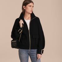 BLACK Bomber en maille de laine et cachemire avec manches cloches