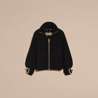 BLACK Bomber en maille de laine et cachemire avec manches cloches