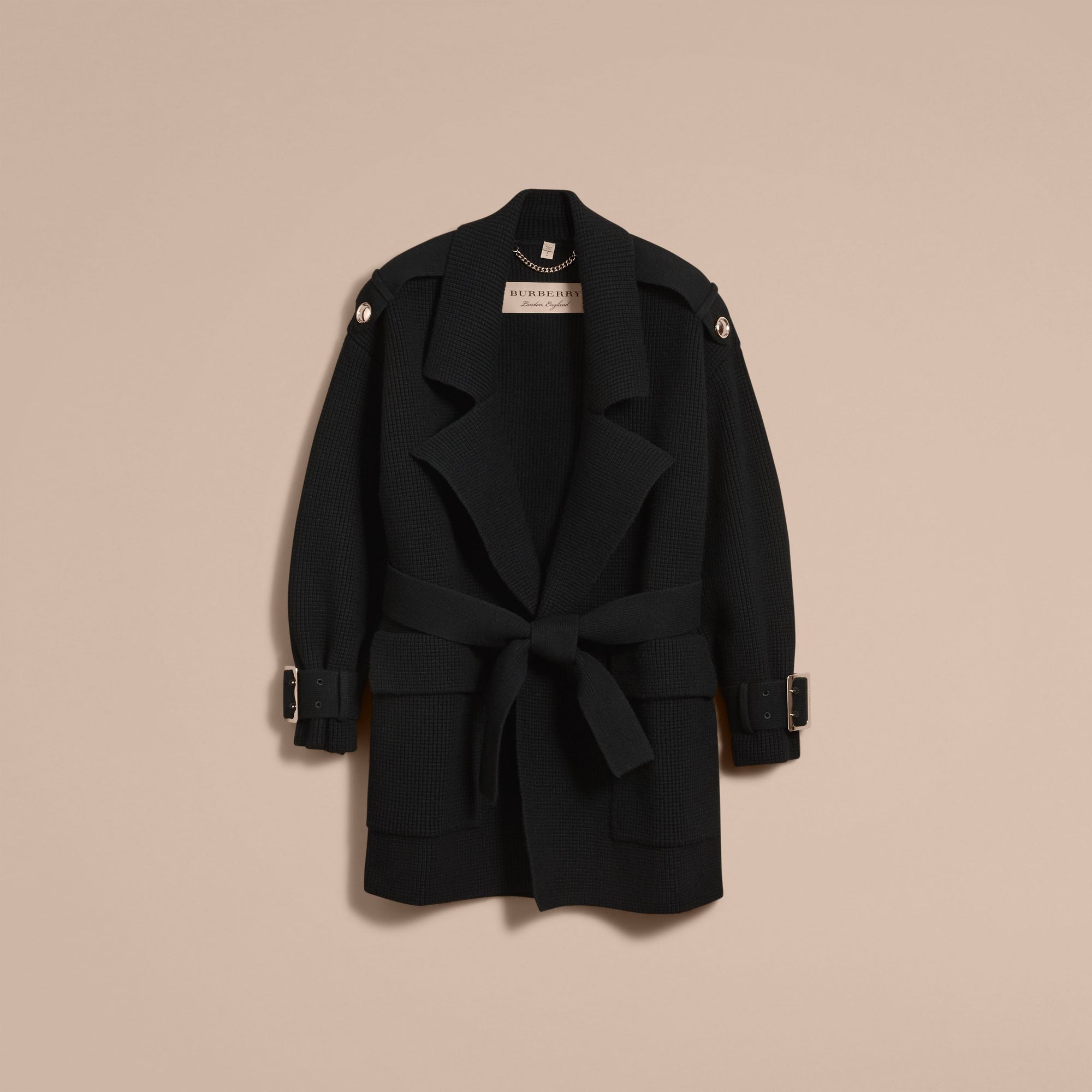 BLACK Trench-coat en maille de laine et cachemire mélangés
