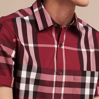 PLUM PINK Chemise à manches courtes en coton extensible avec motif check