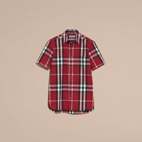 PLUM PINK Chemise à manches courtes en coton extensible avec motif check