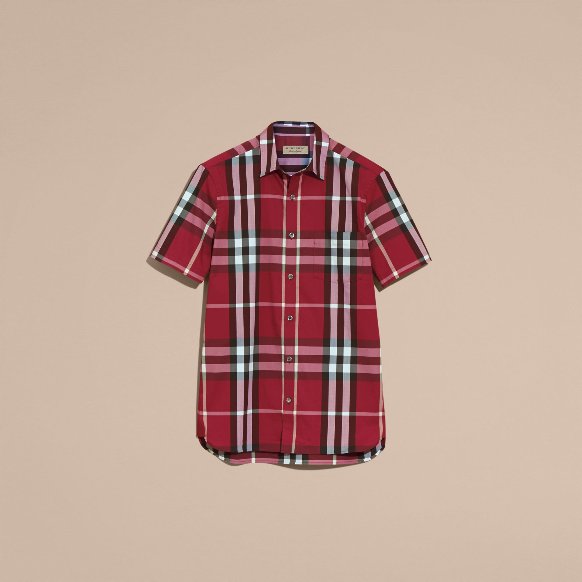 PLUM PINK Chemise à manches courtes en coton extensible avec motif check