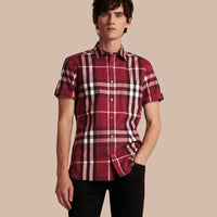 PLUM PINK Chemise à manches courtes en coton extensible avec motif check