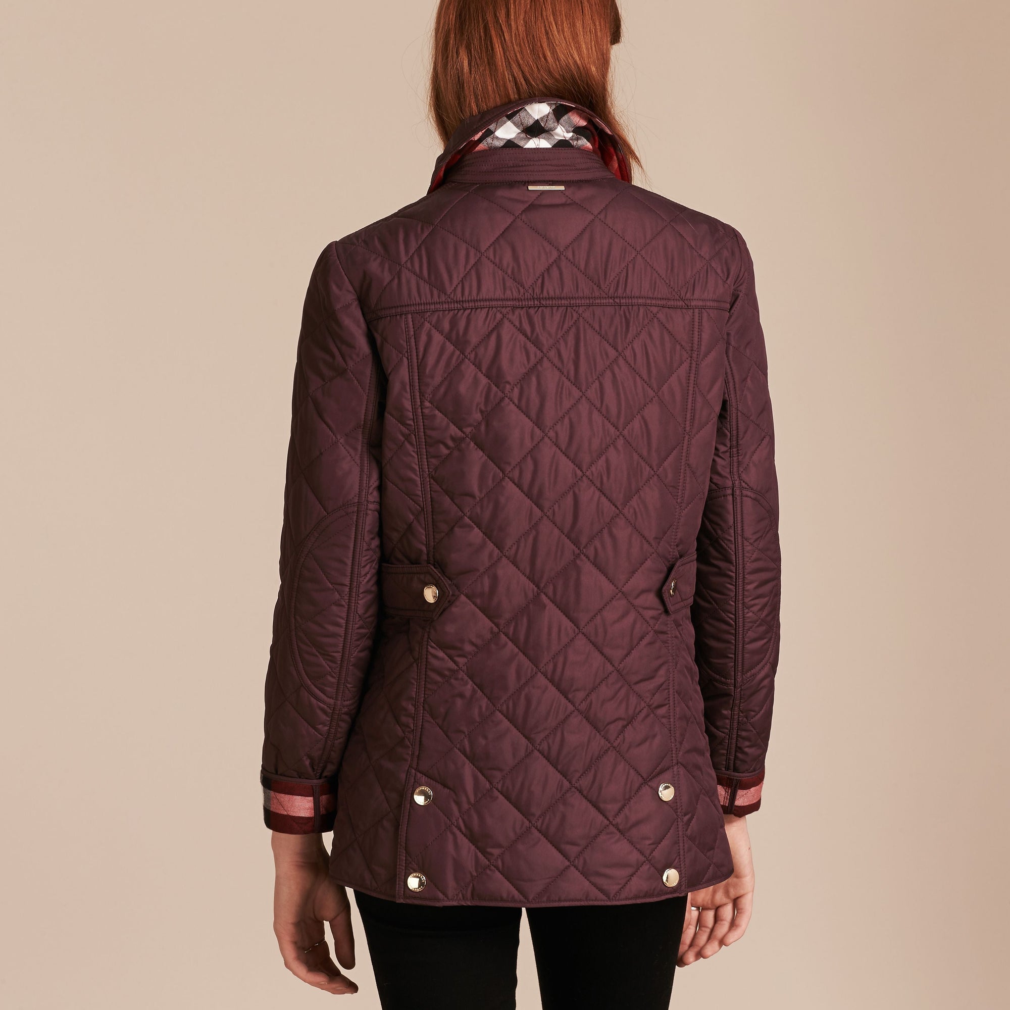 BURGUNDY Veste matelassée avec doublure à motif check