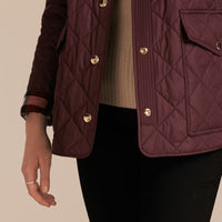 BURGUNDY Veste matelassée avec doublure à motif check