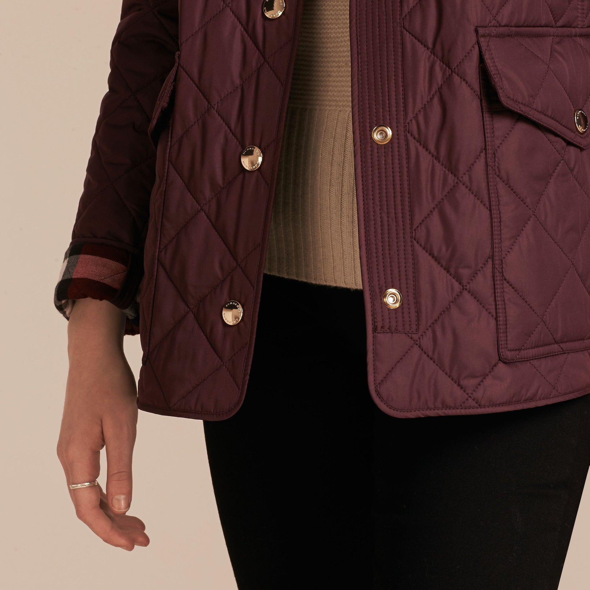BURGUNDY Veste matelassée avec doublure à motif check