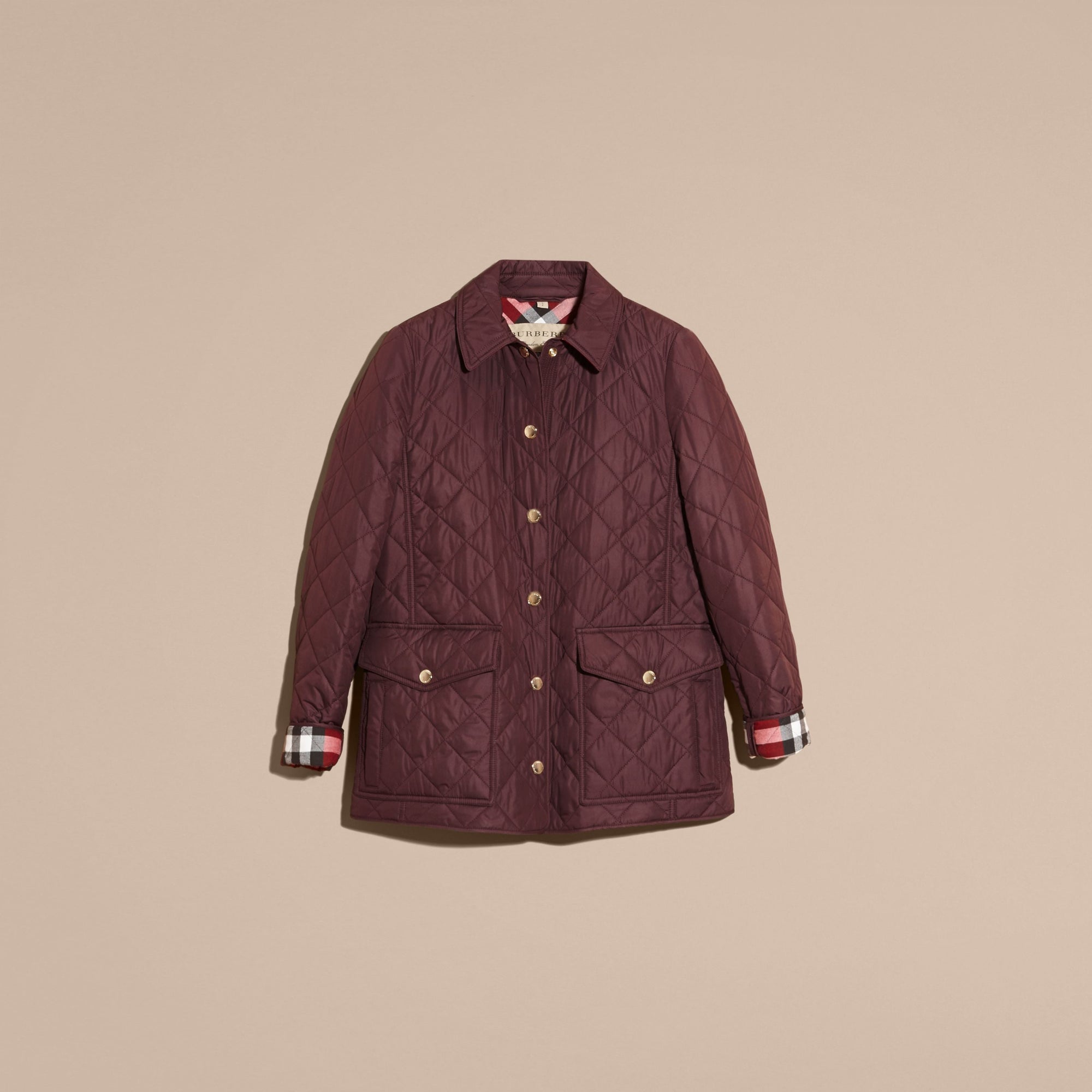 BURGUNDY Veste matelassée avec doublure à motif check