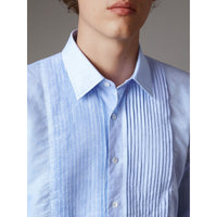 PALE BLUE Chemise habillée de coupe moderne en lin et coton