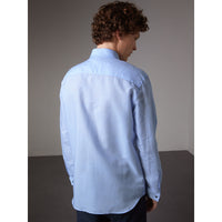 PALE BLUE Chemise habillée de coupe moderne en lin et coton