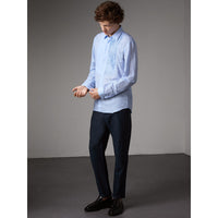 PALE BLUE Chemise habillée de coupe moderne en lin et coton