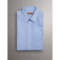 PALE BLUE Chemise habillée de coupe moderne en lin et coton