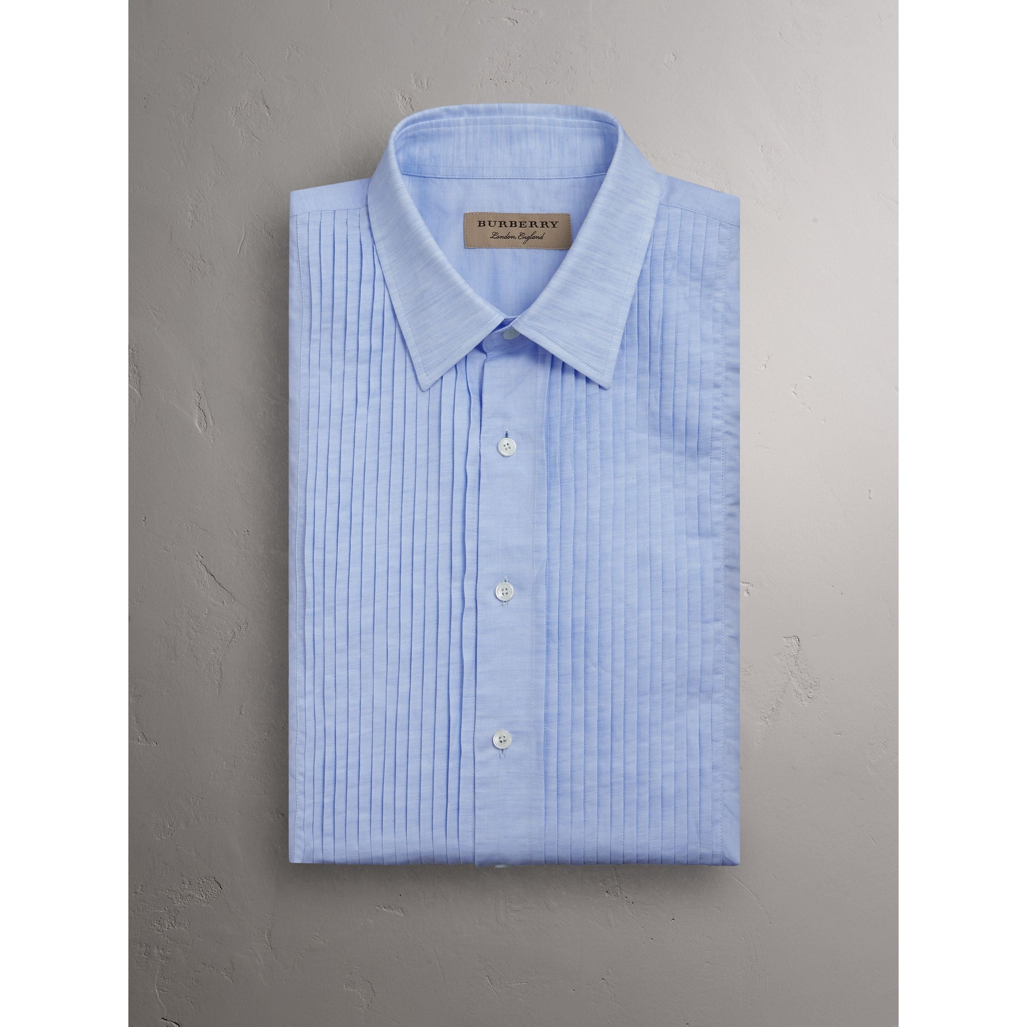 PALE BLUE Chemise habillée de coupe moderne en lin et coton