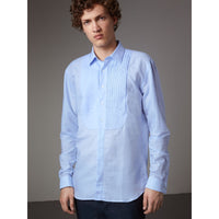 PALE BLUE Chemise habillée de coupe moderne en lin et coton