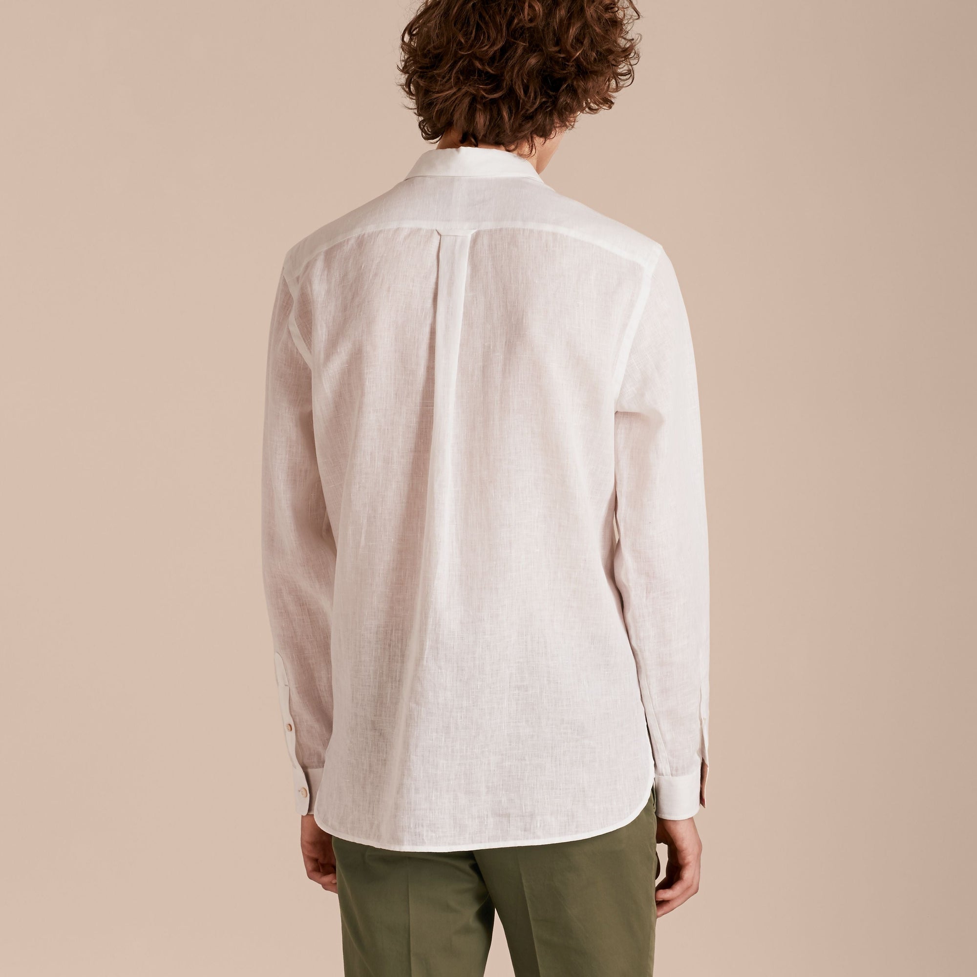 WHITE Chemise en lin avec détails check