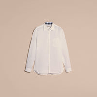 WHITE Chemise en lin avec détails check