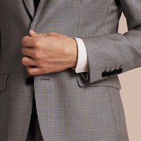 LIGHT BLUE Veste slim ajustée en laine à motif pied-de-poule