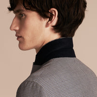 LIGHT BLUE Veste slim ajustée en laine à motif pied-de-poule