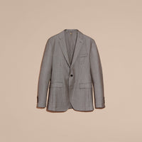 LIGHT BLUE Veste slim ajustée en laine à motif pied-de-poule