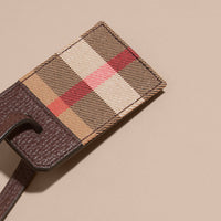 WINE Porte-étiquette en cuir et tissu House check