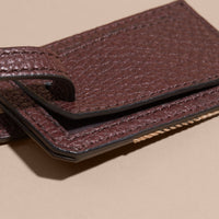 WINE Porte-étiquette en cuir et tissu House check