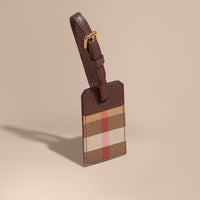 WINE Porte-étiquette en cuir et tissu House check