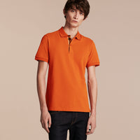 CLEMENTINE Polo en piqué de coton avec patte à motif check