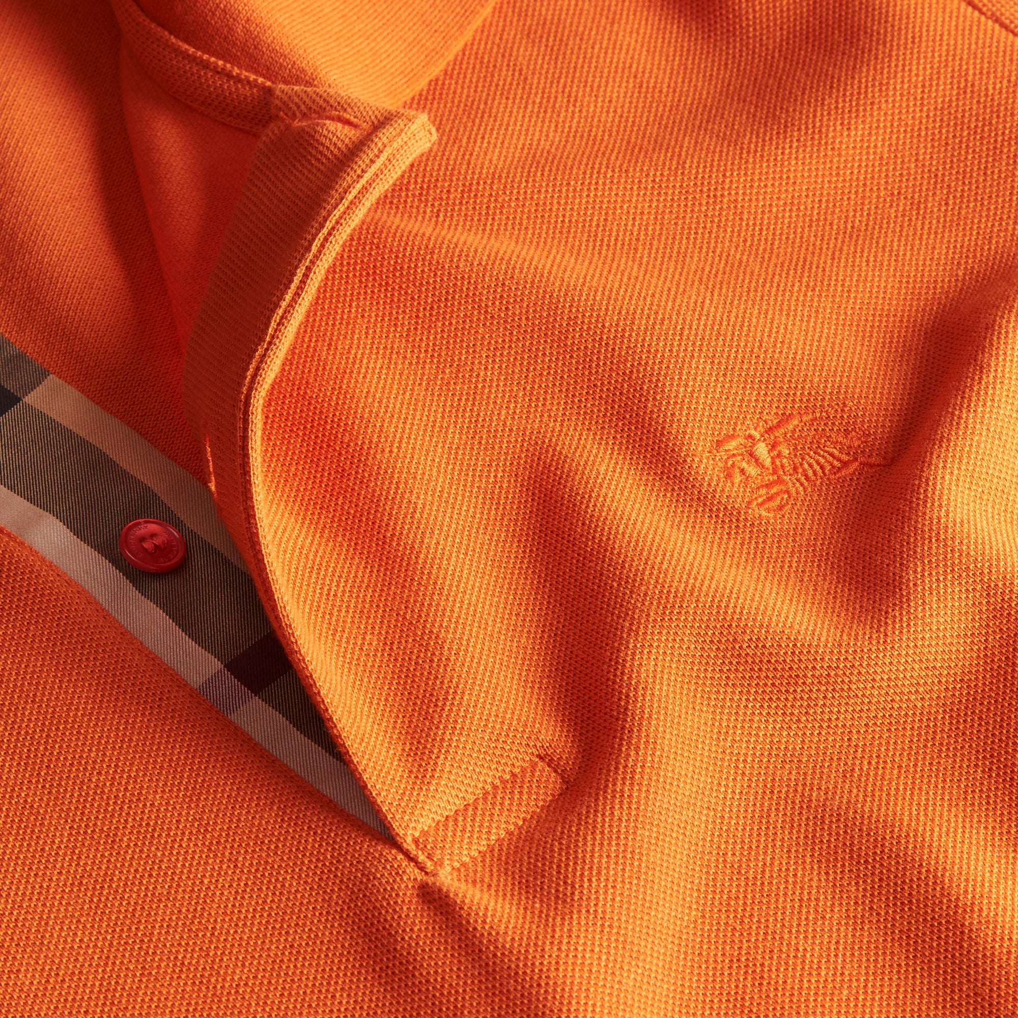 CLEMENTINE Polo en piqué de coton avec patte à motif check