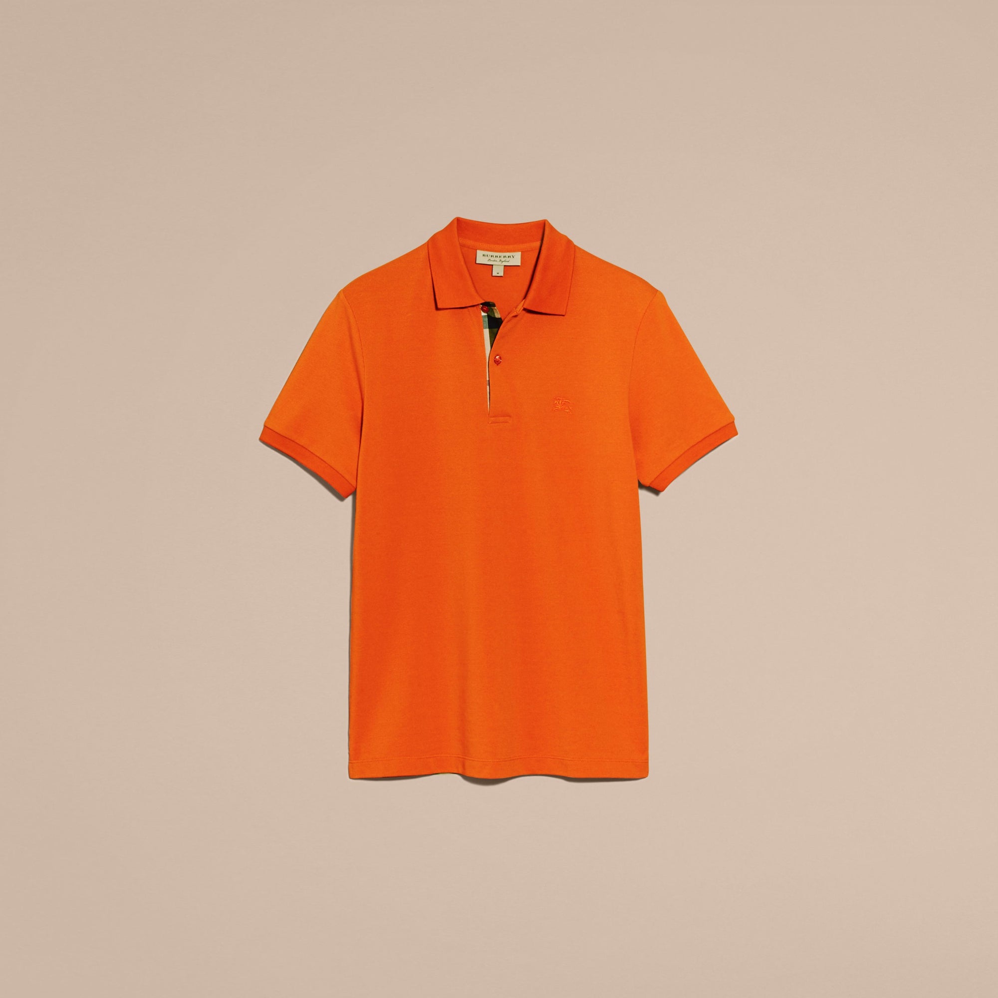 CLEMENTINE Polo en piqué de coton avec patte à motif check
