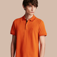 CLEMENTINE Polo en piqué de coton avec patte à motif check