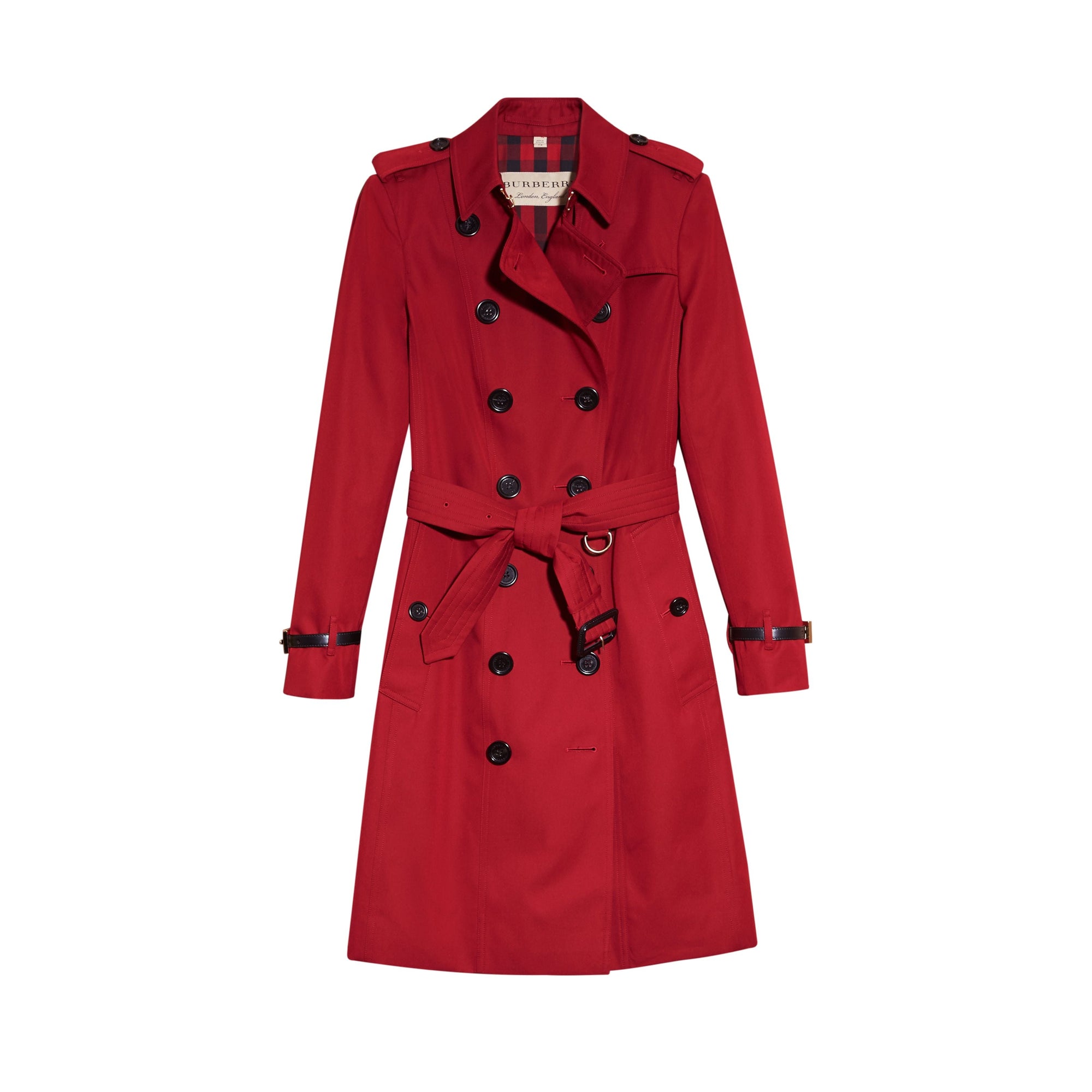 PARADE RED Trench-coat en gabardine de coton avec éléments en cuir