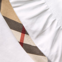 WHITE T-shirt en coton extensible avec manches ruchées et éléments à motif check